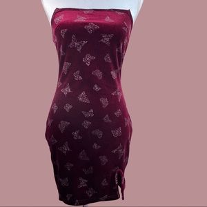 Velvet Butterfly Strapless Dress